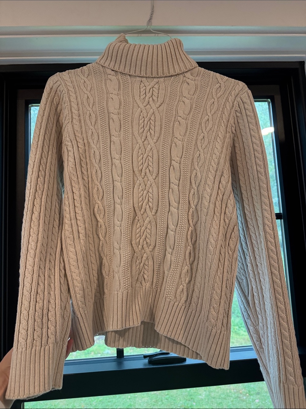 JEANNE PIERRE Cable Knit Turtleneck Sweater - Cream
